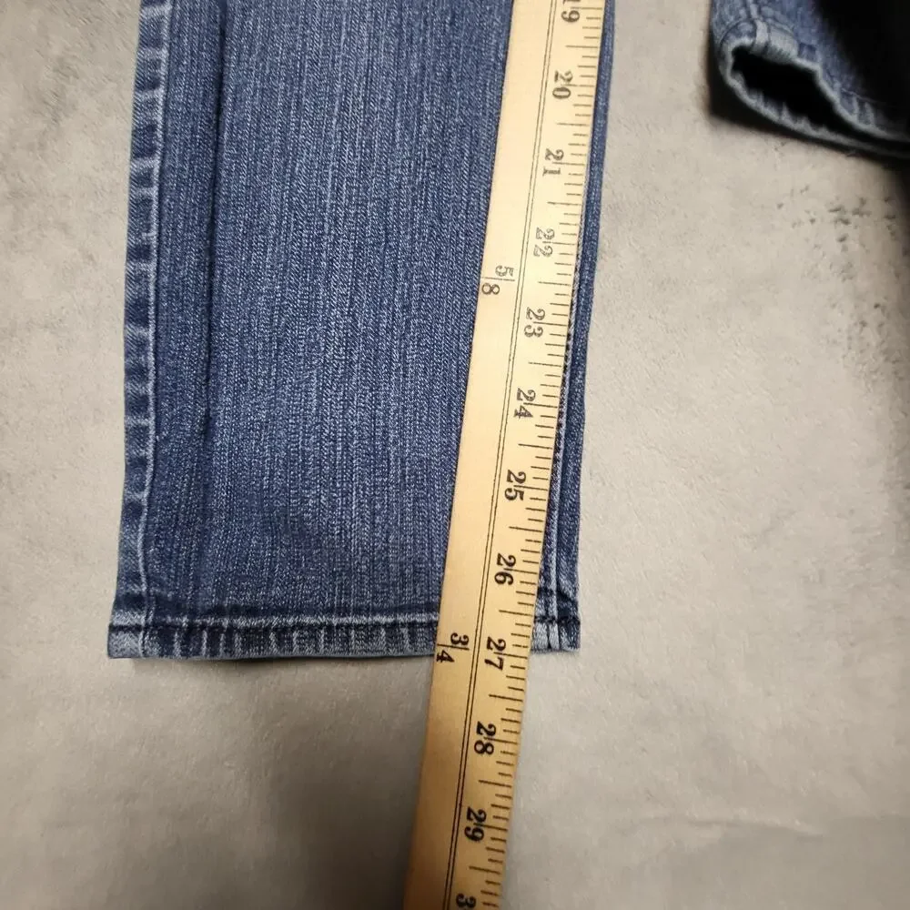 Old Navy Flirt Jeans Womens 6 Petites Blue Straight Mid-Rise Slim Stretch